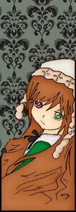 Rating: Safe Score: 0 Tags: 1girl brown_hair dress green_dress green_eyes head_scarf heterochromia image long_hair long_sleeves looking_at_viewer red_eyes simple_background solo suiseiseki upper_body User: admin