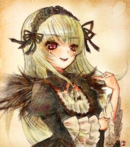 Rating: Safe Score: 0 Tags: 1girl black_ribbon blonde_hair blush dress frills hairband image lolita_fashion lolita_hairband long_hair long_sleeves looking_at_viewer pink_eyes ribbon rose silver_hair smile solo suigintou traditional_media upper_body User: admin