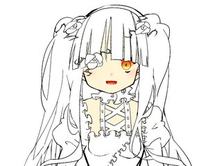 Rating: Safe Score: 0 Tags: 1girl bangs detached_collar dress eyepatch flower frills image kirakishou long_hair looking_at_viewer open_mouth puffy_sleeves simple_background solo twintails upper_body white_background User: admin