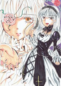 Rating: Safe Score: 0 Tags: 1girl dress flower frills image kirakishou long_hair long_sleeves looking_at_viewer pair rose smile suigintou traditional_media User: admin