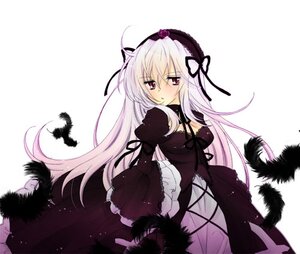 Rating: Safe Score: 0 Tags: 1girl black_wings blush detached_collar dress feathers flower frills hairband image juliet_sleeves lolita_hairband long_hair long_sleeves looking_at_viewer pink_eyes puffy_sleeves ribbon rose silver_hair simple_background solo suigintou very_long_hair white_background wings User: admin