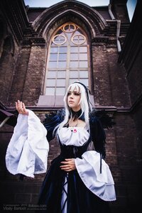 Rating: Safe Score: 0 Tags: 1girl bangs closed_mouth dress long_hair long_sleeves solo standing suigintou white_hair wide_sleeves User: admin