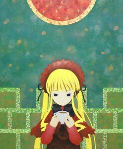 Rating: Safe Score: 0 Tags: 1girl bangs blonde_hair dress full_moon image long_hair long_sleeves moon night shinku solo User: admin