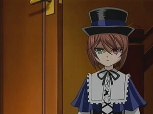 Rating: Safe Score: 0 Tags: 1girl bangs blue_dress brown_hair closed_mouth dress expressionless frills green_eyes hat heterochromia image indoors long_sleeves looking_at_viewer neck_ribbon red_eyes ribbon short_hair solo souseiseki top_hat upper_body User: admin