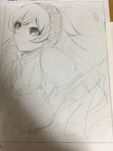 Rating: Safe Score: 0 Tags: 1girl ayase_eli border dress greyscale image long_hair looking_at_viewer monochrome sketch smile solo suiseiseki toujou_nozomi traditional_media upper_body veil User: admin