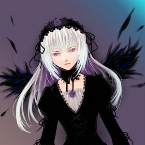 Rating: Safe Score: 0 Tags: 1girl black_dress black_ribbon black_wings cross-laced_clothes detached_collar dress feathers flower frills hairband image juliet_sleeves lolita_hairband long_hair long_sleeves looking_at_viewer miogrobin pink_eyes puffy_sleeves rose rozen_maiden silver_hair solo suigintou upper_body white_hair wings User: admin