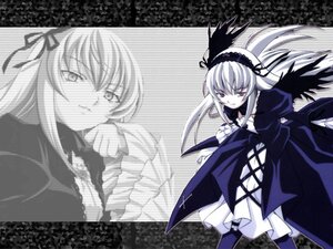 Rating: Safe Score: 0 Tags: 1girl black_wings dress frills hairband image long_hair long_sleeves looking_at_viewer monochrome ribbon solo standing suigintou very_long_hair wings zoom_layer User: admin