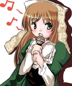 Rating: Safe Score: 0 Tags: 1girl bangs beamed_eighth_notes beamed_sixteenth_notes blush dress eighth_note green_dress green_eyes image long_hair long_sleeves looking_at_viewer microphone music musical_note open_mouth puffy_sleeves quarter_note simple_background singing solo spoken_musical_note suiseiseki white_background User: admin