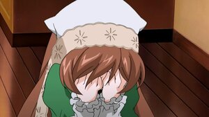 Rating: Safe Score: 0 Tags: 1girl brown_hair covering_face dress frills green_dress hands_on_own_face image long_sleeves solo suiseiseki User: admin