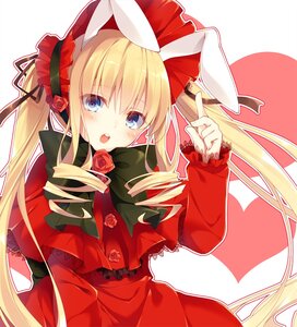 Rating: Safe Score: 0 Tags: 1girl :o animal_ears blonde_hair blue_eyes blush bonnet bow capelet commentary_request dress drill_hair flower hair_ribbon heart image index_finger_raised kemonomimi_mode long_hair long_sleeves looking_at_viewer open_mouth photoshop_(medium) rabbit_ears red_capelet red_flower ribbon rose rozen_maiden shinku solo toosaka_asagi twintails very_long_hair User: admin