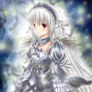 Rating: Safe Score: 0 Tags: 1girl blush dress feathers frills hairband image juliet_sleeves long_sleeves looking_at_viewer puffy_sleeves red_eyes ribbon silver_hair solo suigintou tree wings User: admin