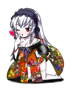 Rating: Safe Score: 0 Tags: 1girl bare_shoulders blush breasts cleavage floral_print hairband heart image japanese_clothes kimono kneeling long_hair off_shoulder one_eye_closed red_eyes solo suigintou thighhighs tongue tongue_out white_legwear User: admin