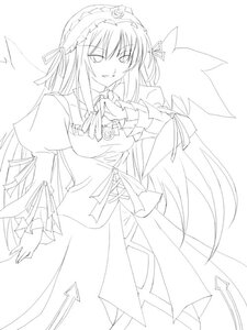 Rating: Safe Score: 0 Tags: 1girl arrow_(symbol) cowboy_shot dress frilled_sleeves frills greyscale hairband image juliet_sleeves lineart lolita_hairband long_hair long_sleeves looking_at_viewer monochrome ribi rozen_maiden simple_background solo suigintou very_long_hair white_background wings User: admin