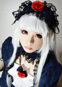 Rating: Safe Score: 0 Tags: 1girl bangs choker closed_mouth flower lips lolita_fashion long_hair photo red_eyes red_flower red_rose rose solo suigintou upper_body white_hair User: admin