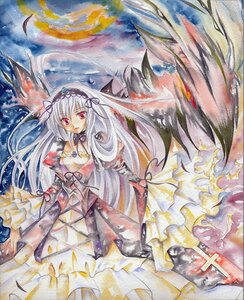 Rating: Safe Score: 0 Tags: 1girl black_wings chinako colored_pencil_(medium) commentary_request dress floating_hair flower frilled_sleeves frills hairband image long_hair long_sleeves looking_at_viewer marker_(medium) painting_(medium) photoshop_(medium) red_eyes rose rozen_maiden sample silver_hair solo suigintou traditional_media very_long_hair watercolor_(medium) wings User: admin