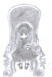 Rating: Safe Score: 0 Tags: 1girl black_dress dress drill_hair expressionless frills full_body image lolita_fashion long_hair long_sleeves looking_at_viewer monochrome ringlets shinku shoes sitting solo twin_drills twintails very_long_hair white_background User: admin