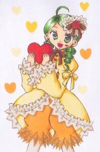 Rating: Safe Score: 0 Tags: 1girl ahoge drill_hair flower frills gift green_eyes green_hair hair_ornament heart holding image kanaria long_sleeves open_mouth smile solo traditional_media valentine User: admin