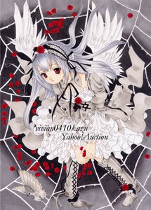 Rating: Safe Score: 0 Tags: 1girl angel_wings boots bug butterfly cross-laced_footwear dress feathers flower frills hairband image insect knee_boots lolita_fashion long_hair petals red_eyes red_flower red_rose ribbon rose rose_petals solo suigintou white_hair wings User: admin