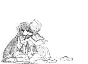 Rating: Safe Score: 0 Tags: 2girls auto_tagged capelet greyscale hat image long_hair long_sleeves monochrome multiple_girls pair short_hair souseiseki suiseiseki very_long_hair yuri User: admin