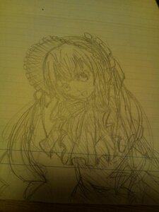 Rating: Safe Score: 0 Tags: 1girl bow dress image long_hair monochrome open_mouth shinku sketch solo traditional_media User: admin