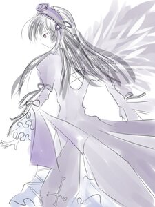 Rating: Safe Score: 0 Tags: 1girl akemi_homura black_hair black_wings dress feathered_wings flower frills gloves hair_ribbon hairband image long_hair long_sleeves looking_at_viewer looking_back monochrome ribbon rose simple_background solo suigintou very_long_hair white_background wings User: admin