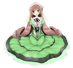 Rating: Safe Score: 0 Tags: 1girl :d bad_id bad_pixiv_id brown_hair dress frills full_body green_dress green_eyes hairband heterochromia highres image kurohimemm long_hair long_sleeves looking_at_viewer open_mouth red_eyes rozen_maiden sitting smile solo suiseiseki twintails very_long_hair white_background User: admin
