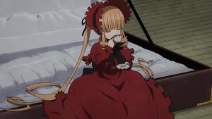 Rating: Safe Score: 0 Tags: 1girl blonde_hair bonnet bow cup dress image long_hair long_sleeves red_dress shinku sleeping solo teacup twintails very_long_hair User: admin