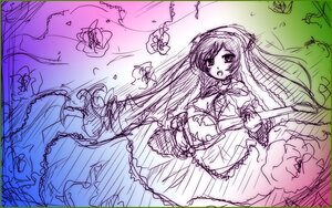 Rating: Safe Score: 0 Tags: 1girl blush dress flower frills hairband image long_hair long_sleeves looking_at_viewer monochrome open_mouth sketch solo suigintou suiseiseki very_long_hair User: admin