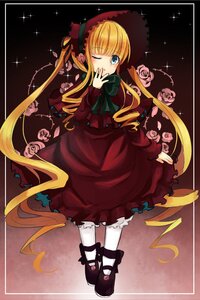 Rating: Safe Score: 0 Tags: 1girl blonde_hair bloomers blue_eyes bonnet bow bowtie dress flower full_body green_bow image long_hair long_sleeves looking_at_viewer one_eye_closed pantyhose red_dress rose shinku shoes solo twintails very_long_hair white_legwear User: admin
