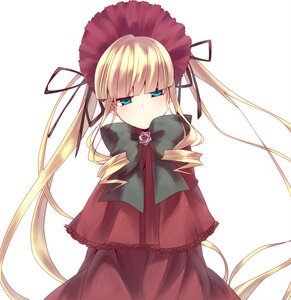 Rating: Safe Score: 0 Tags: 1girl blonde_hair blue_eyes bonnet bow bowtie capelet dress drill_hair flower image long_hair long_sleeves looking_at_viewer rose shinku simple_background solo twintails very_long_hair white_background User: admin