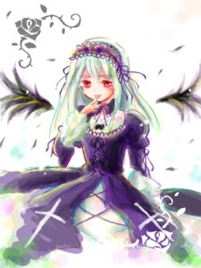Rating: Safe Score: 0 Tags: 1girl black_ribbon detached_collar dress feathers flower frills hairband image juliet_sleeves lolita_hairband long_hair long_sleeves looking_at_viewer puffy_sleeves purple_dress red_eyes ribbon solo suigintou User: admin