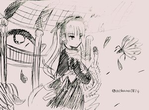 Rating: Safe Score: 0 Tags: 1girl bangs closed_mouth dress feathered_wings feathers flower image long_hair long_sleeves looking_at_viewer monochrome shinku solo suigintou very_long_hair wings User: admin