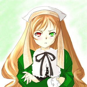 Rating: Safe Score: 0 Tags: 1girl :< blush dress frown green_background green_dress green_eyes hat head_scarf heterochromia image long_hair long_sleeves red_eyes solo suiseiseki upper_body very_long_hair User: admin