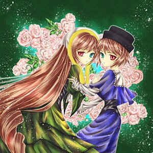 Rating: Safe Score: 0 Tags: 2girls blue_dress brown_hair dress flower green_dress hat head_scarf heterochromia holding_hands image long_hair long_sleeves looking_at_viewer multiple_girls pair pink_flower pink_rose red_eyes rose short_hair siblings sisters souseiseki suiseiseki twins very_long_hair white_flower white_rose yellow_rose User: admin