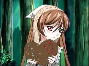 Rating: Safe Score: 0 Tags: 1girl brown_hair dress food forest frills green_eyes head_scarf heterochromia holding image long_hair long_sleeves nature outdoors red_eyes solo suiseiseki tree User: admin