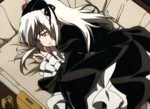 Rating: Safe Score: 0 Tags: 1girl black_dress dress frilled_sleeves frills hairband image long_hair long_sleeves lying on_side pillow ribbon solo suigintou white_hair User: admin