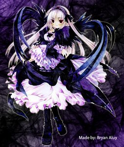 Rating: Safe Score: 0 Tags: 1girl black_wings boots detached_collar dress frilled_sleeves frills full_body hairband image long_hair long_sleeves looking_at_viewer red_eyes rose solo standing suigintou very_long_hair wings User: admin