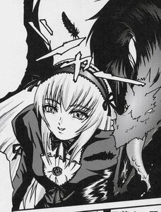 Rating: Safe Score: 0 Tags: 1girl black_wings detached_collar dress flower frills greyscale hairband image long_hair long_sleeves looking_at_viewer monochrome ribbon rose smile solo suigintou upper_body wings User: admin