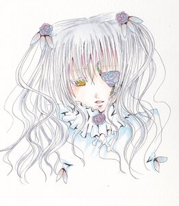 Rating: Safe Score: 0 Tags: 1girl barasuishou blue_butterfly blue_flower blue_rose bug butterfly eyepatch flower hair_flower hair_ornament image insect long_hair ribbon rose simple_background solo striped traditional_media yellow_eyes User: admin