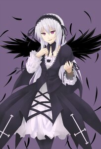 Rating: Safe Score: 0 Tags: 1girl black_ribbon black_wings detached_collar dress frilled_sleeves frills hairband image long_hair long_sleeves looking_at_viewer pink_eyes silver_hair simple_background solo suigintou wings User: admin