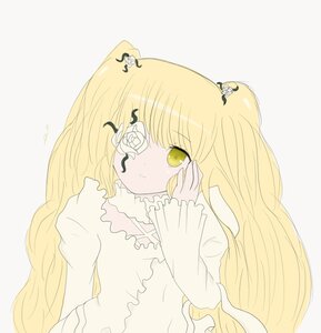 Rating: Safe Score: 0 Tags: 1girl bangs blonde_hair blush dress eyepatch flower hair_ornament image kirakishou long_hair long_sleeves rose simple_background solo striped striped_background upper_body vertical_stripes very_long_hair yellow_eyes User: admin