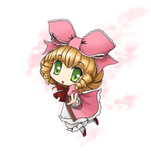 Rating: Safe Score: 0 Tags: 1girl blonde_hair bow chibi dress drill_hair full_body green_eyes hair_bow hina_ichigo hinaichigo image open_mouth pink_bow shoes solo User: admin