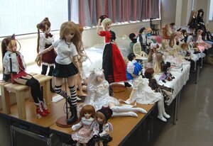 Rating: Safe Score: 0 Tags: 6+girls animal_ears apron blonde_hair closed_eyes doll dress hat long_hair multiple_dolls multiple_girls ribbon short_hair sitting skirt striped striped_legwear tagme thighhighs User: admin