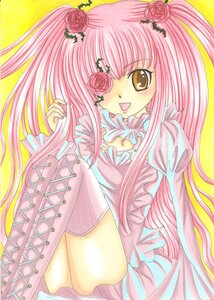 Rating: Safe Score: 0 Tags: 1girl boots cross-laced_footwear dress eyepatch flower frills hair_flower hair_ornament image kirakishou long_hair marker_(medium) open_mouth pink_hair pink_rose rose sitting smile solo thighhighs traditional_media User: admin