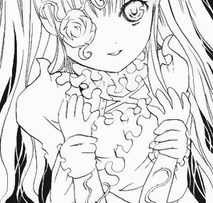 Rating: Safe Score: 0 Tags: 1girl bangs dress frills greyscale hands_up image kirakishou long_hair long_sleeves looking_at_viewer monochrome smile solo upper_body User: admin