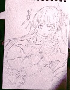 Rating: Safe Score: 0 Tags: 1girl :o black_border blush border dress image long_hair long_sleeves looking_at_viewer monochrome open_mouth shinku sketch solo twintails User: admin