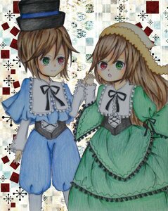 Rating: Safe Score: 0 Tags: 2girls blue_dress brown_hair dress frills green_dress green_eyes hat heterochromia holding_hands image long_hair long_sleeves looking_at_viewer multiple_girls open_mouth pair red_eyes short_hair siblings sisters smile souseiseki suiseiseki top_hat twins User: admin