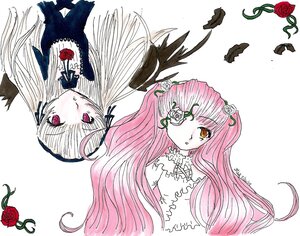 Rating: Safe Score: 0 Tags: 2girls black_wings dress feathers flower image kirakishou long_hair looking_at_viewer multiple_girls pair parted_lips pink_eyes pink_hair red_flower red_rose rose shinku simple_background suigintou thorns white_hair wings User: admin