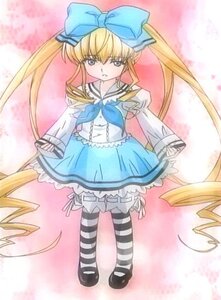Rating: Safe Score: 0 Tags: 1girl blonde_hair blue_bow blue_eyes bow dress drill_hair frills full_body hair_bow image long_hair long_sleeves pantyhose shinku shoes solo standing striped striped_legwear twin_drills twintails very_long_hair User: admin