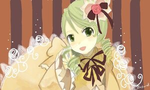 Rating: Safe Score: 0 Tags: 1girl blonde_hair drill_hair flower green_eyes green_hair hat image kanaria open_mouth ribbon rose smile solo twin_drills white_rose User: admin